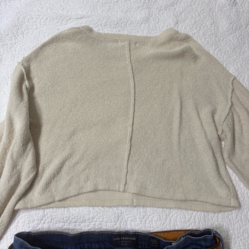 Promesa Cream Knit Sweater Fall Capsule Wardrobe Balloon Sleeves | Women’s S - Picture 11 of 12